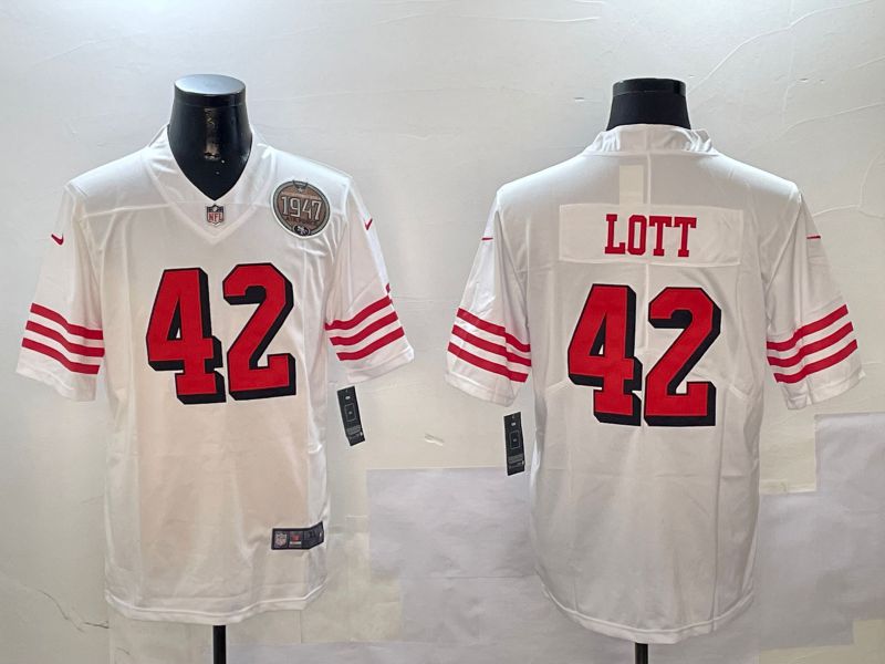 Men San Francisco 49ers #42 Lott White Throwback 2024 Nike Limited NFL Jersey style 01042